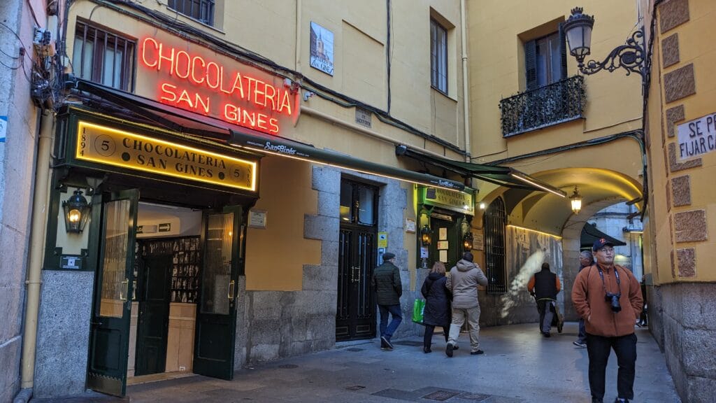 San Gines on a cold day in Madrid.