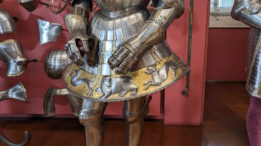 Detail from Helmschmied armour in Madrid's armoury
