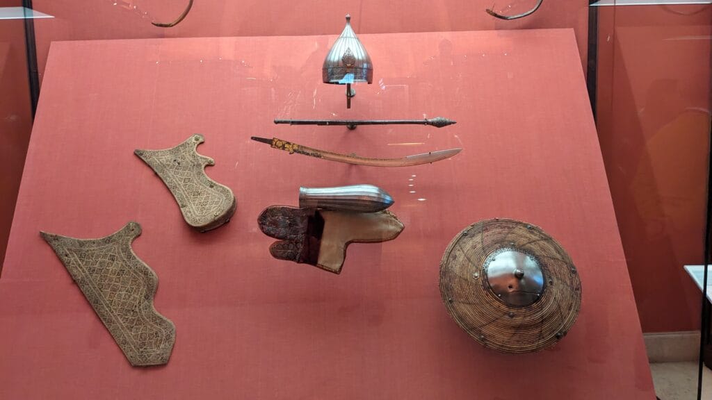 Helmet of Alí Bajá, commander of the Turkish fleet and other spoils from the Battle of Lepanto
