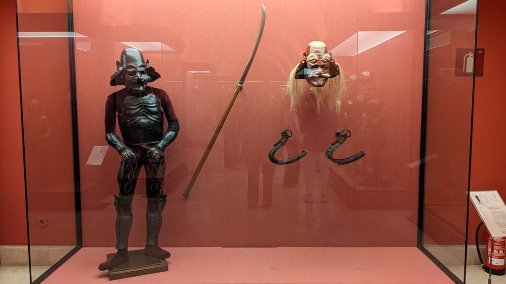 Samurai armour and reproduction of a samural helmet by Factum Arte makers of Assassin's Creed